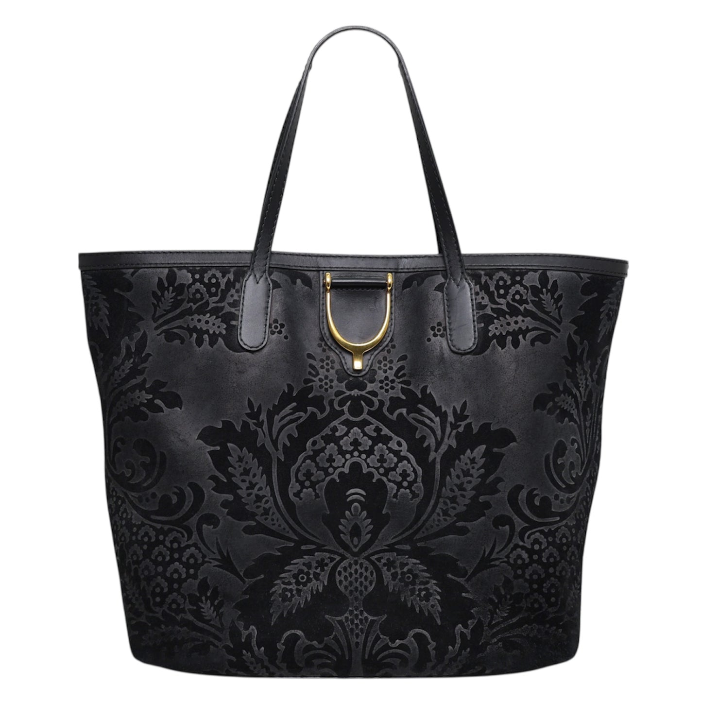 Gucci Nubuck Brocade Soft Stirrup Tote