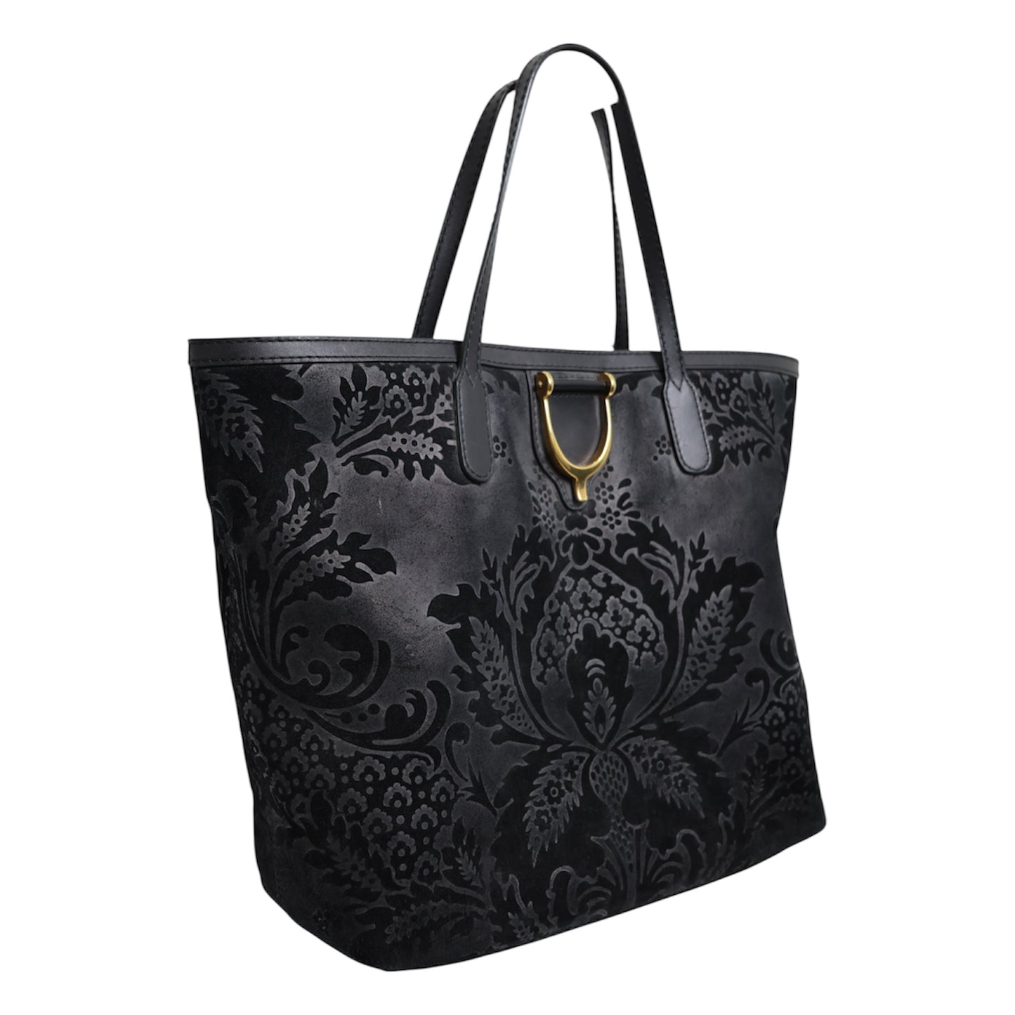 Gucci Nubuck Brocade Soft Stirrup Tote