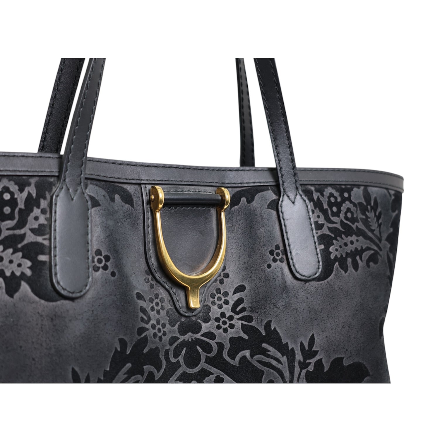 Gucci Nubuck Brocade Soft Stirrup Tote