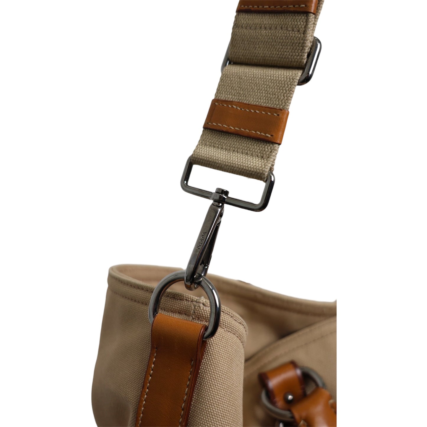 Prada Canapa Saffiano Trim Two Way Tote