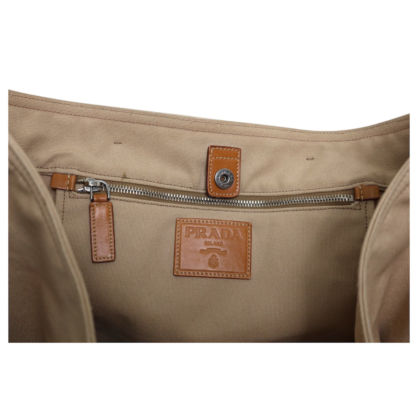 Prada Canapa Saffiano Trim Two Way Tote