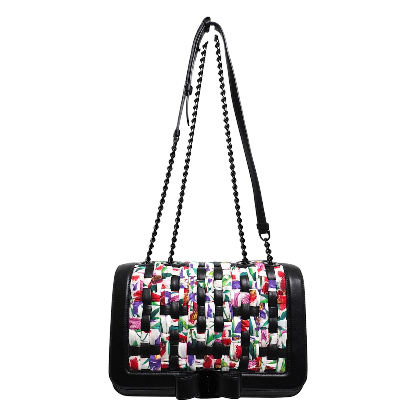 Ferragamo Vara Bow Woven Leather Shoulder Bag