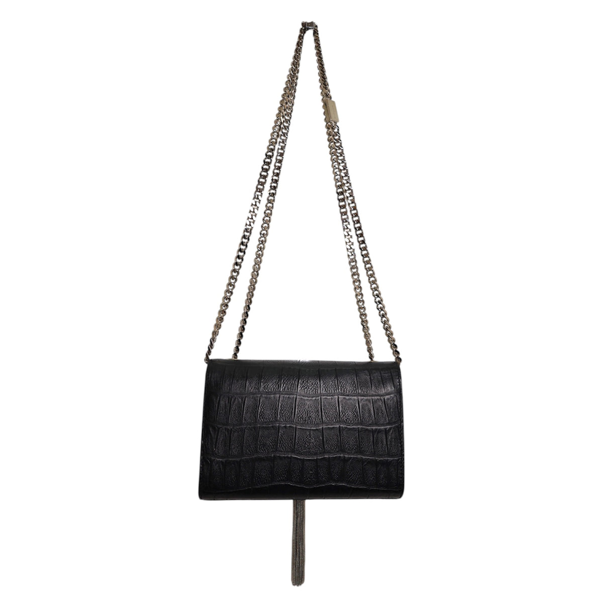 Saint Laurent Monogram Small Kate Croc Embossed Tassel Bag