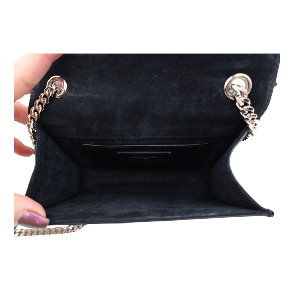 Saint Laurent Monogram Small Kate Croc Embossed Tassel Bag