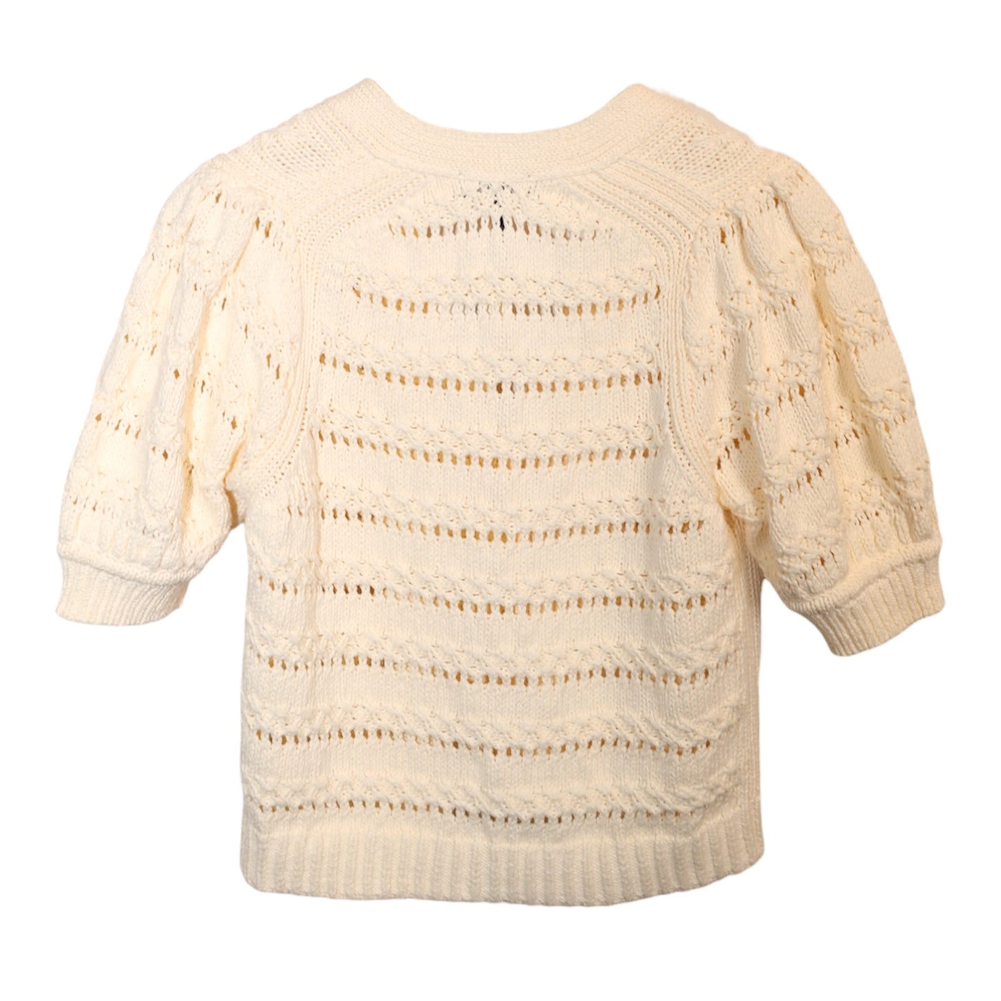 ME+EM Open Stitch Pouf Sleeve Vneck