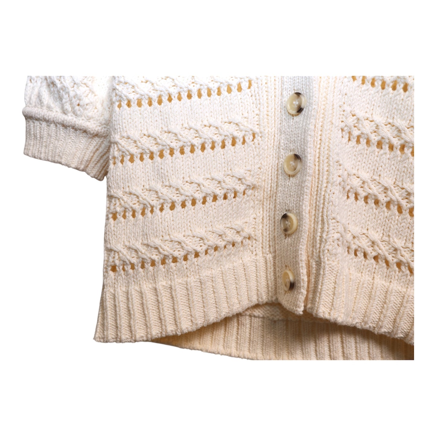 ME+EM Open Stitch Pouf Sleeve Vneck