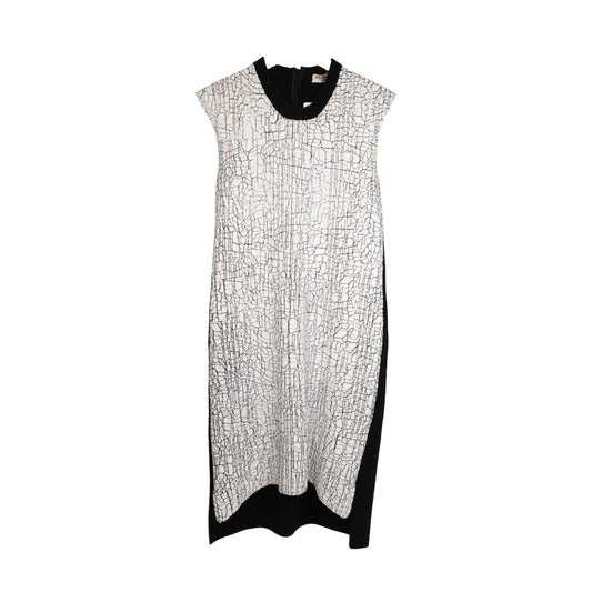 Balenciaga Runway Crackle-Effect Wool Shift Dress