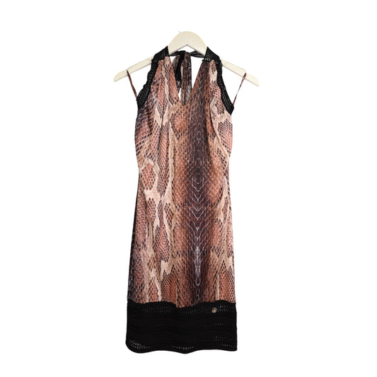 Roberto Cavalli Snake Print Halter Dress