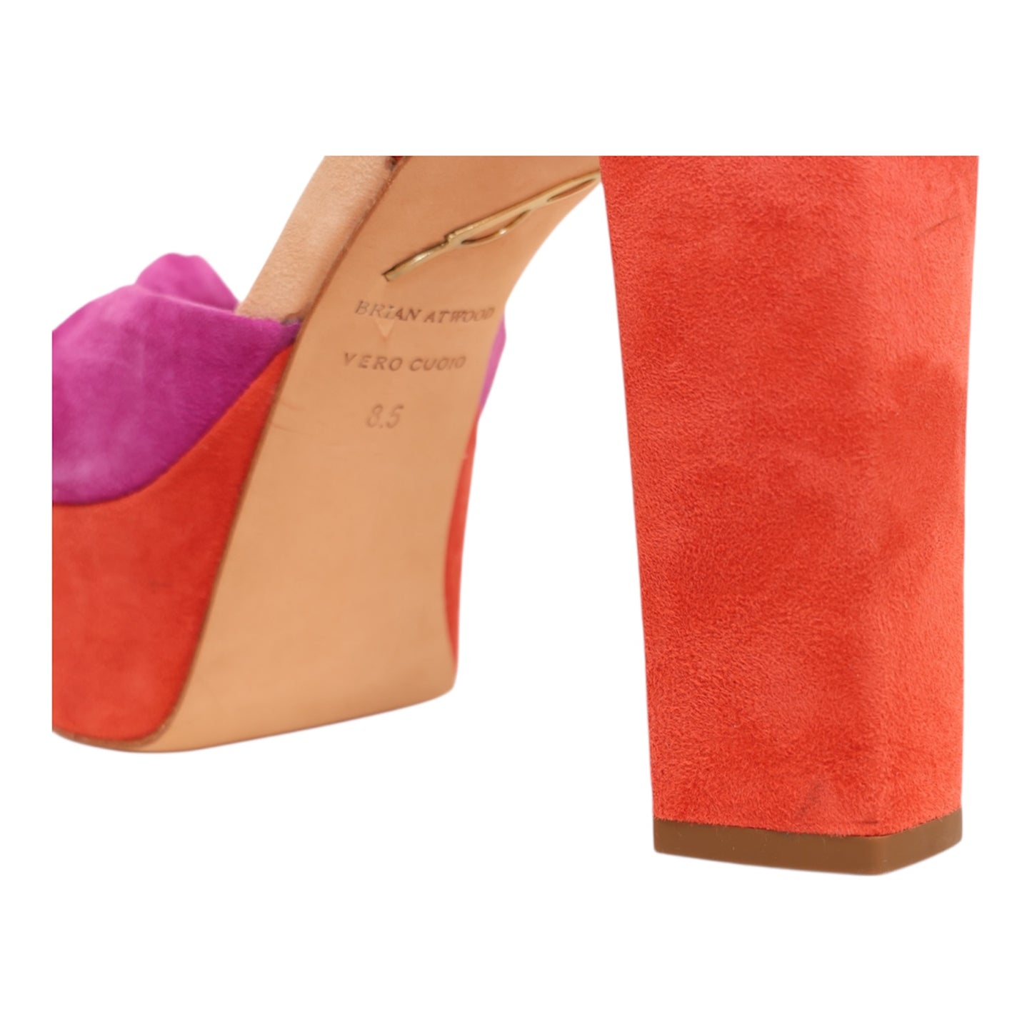 Brian Atwood Daria Suede Sky-High Platform Sandals (Size 38.5)