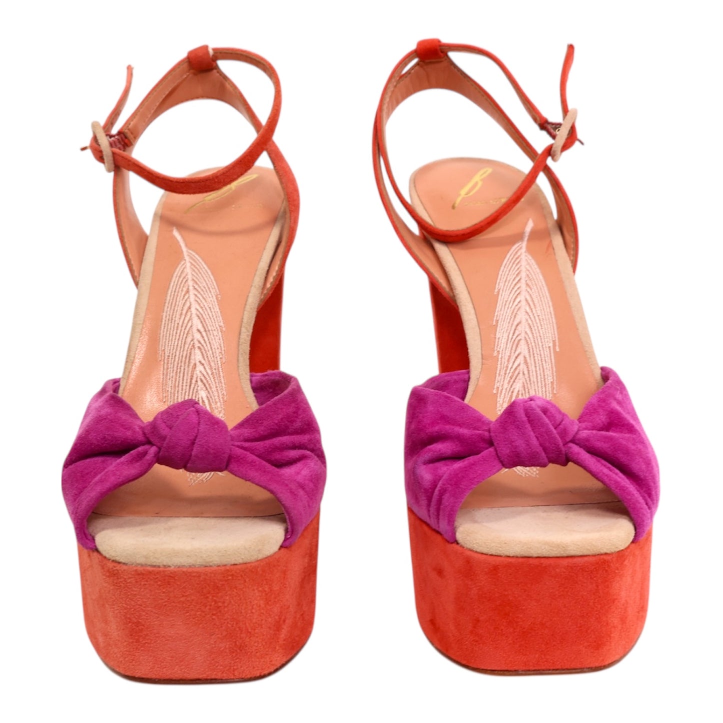 Brian Atwood Daria Suede Sky-High Platform Sandals (Size 38.5)