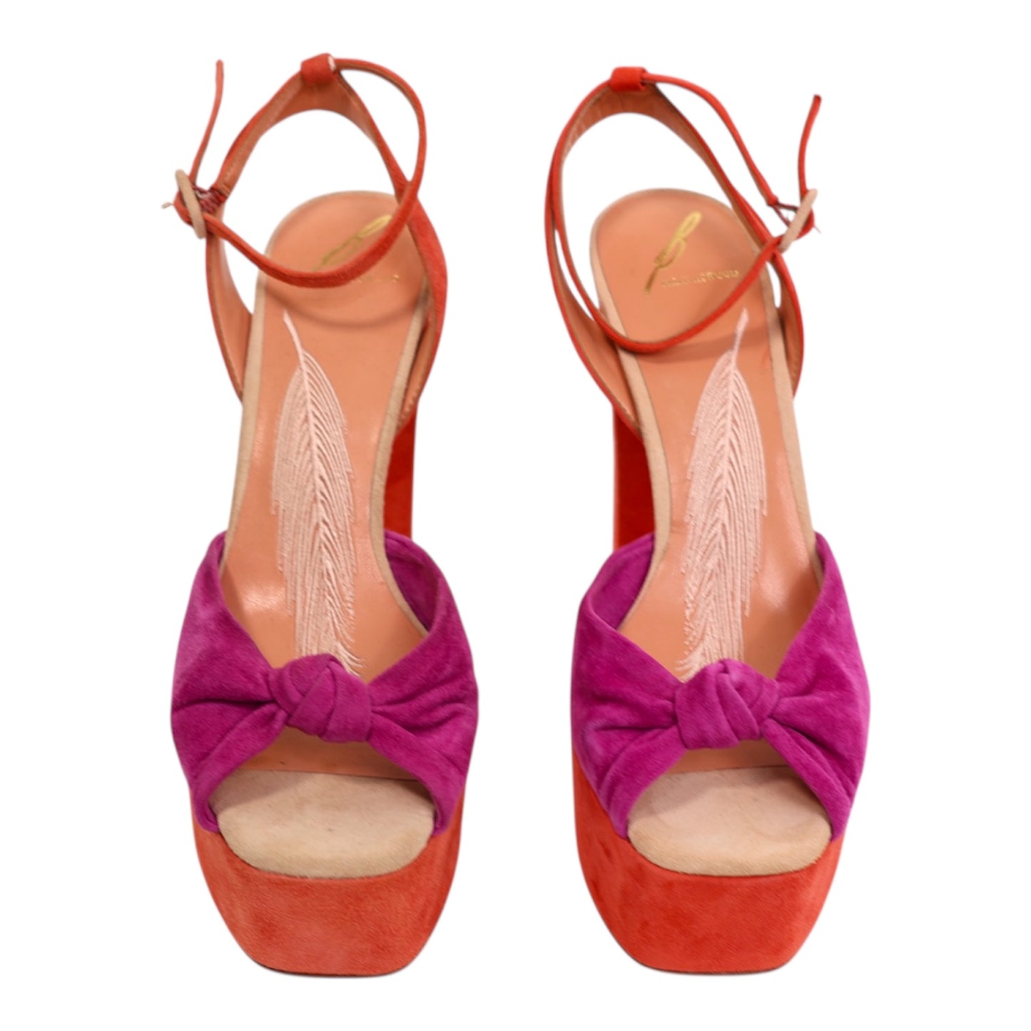 Brian Atwood Daria Suede Sky-High Platform Sandals (Size 38.5)