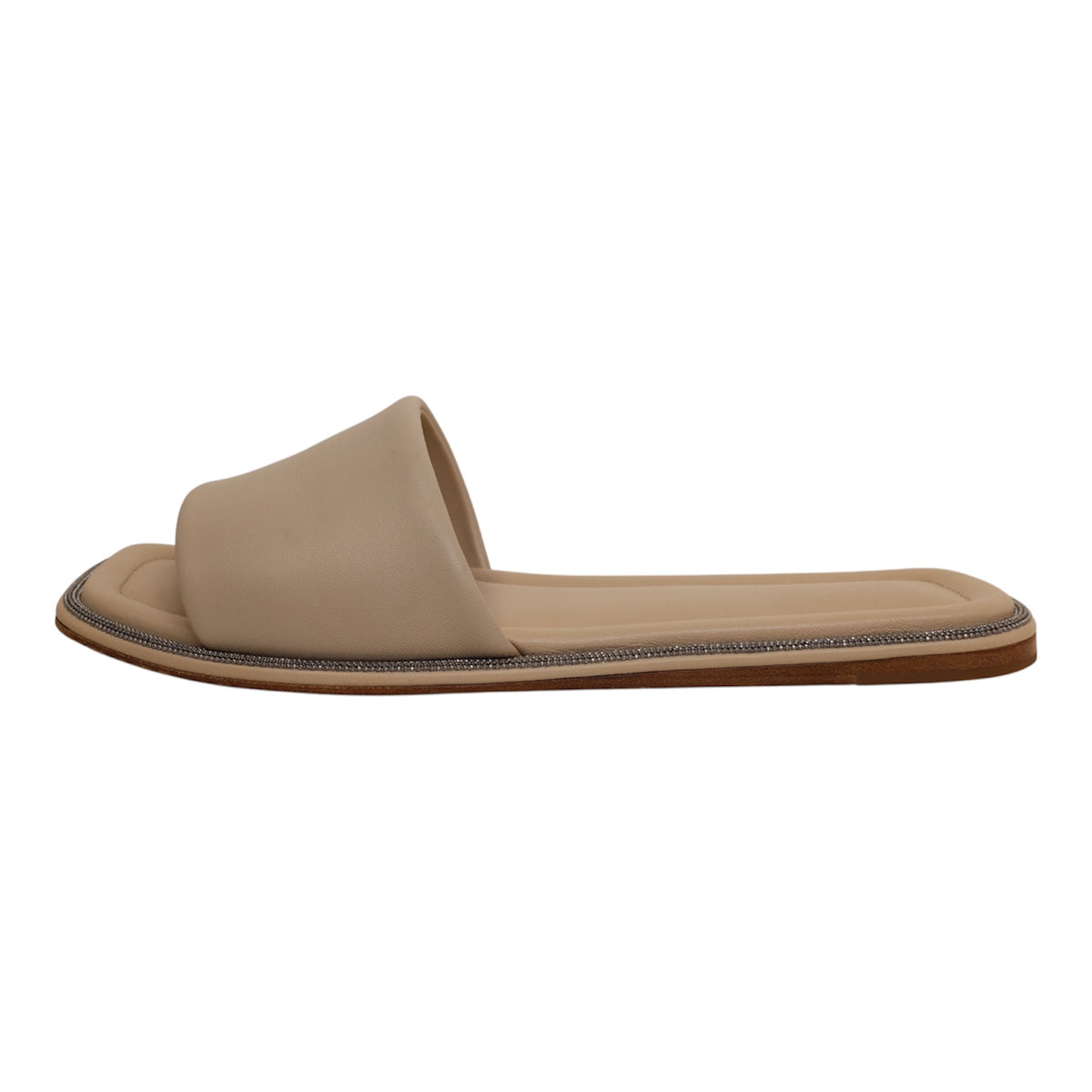 Brunello Cucinelli Nappa Leather Monili Slide Sandals (Size 39.5)