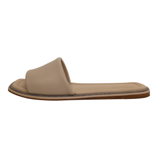 Brunello Cucinelli Nappa Leather Monili Slide Sandals (Size 39.5)