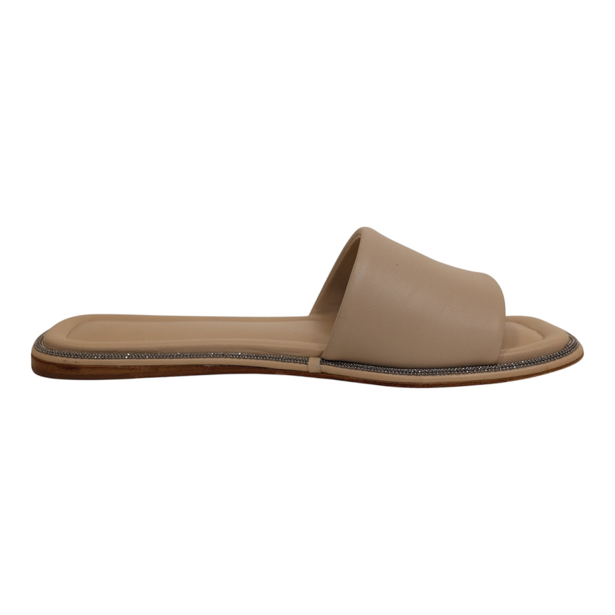 Brunello Cucinelli Nappa Leather Monili Slide Sandals (Size 39.5)
