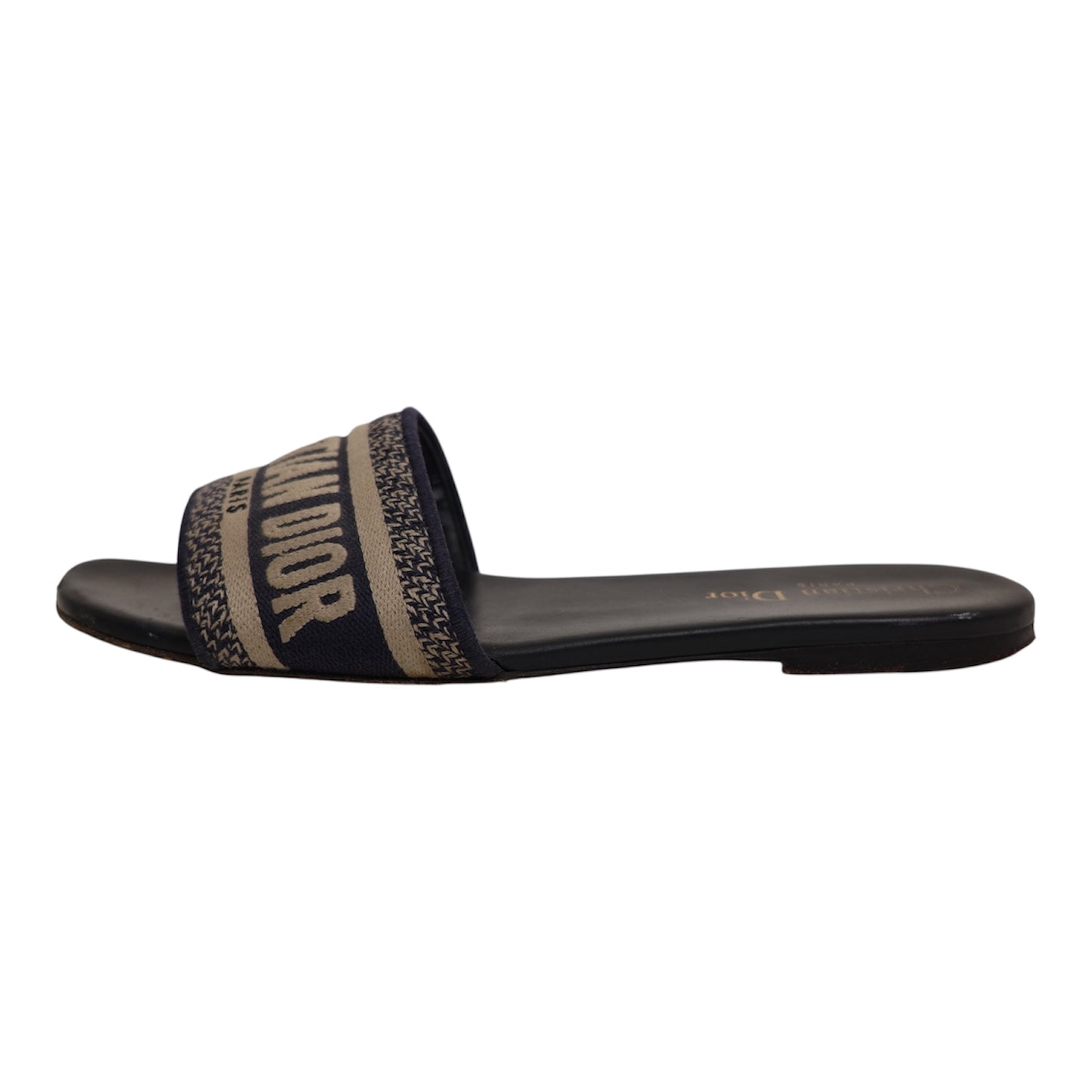 Christian Dior Dway Embroidered Cotton Slide Sandals (Size 38)