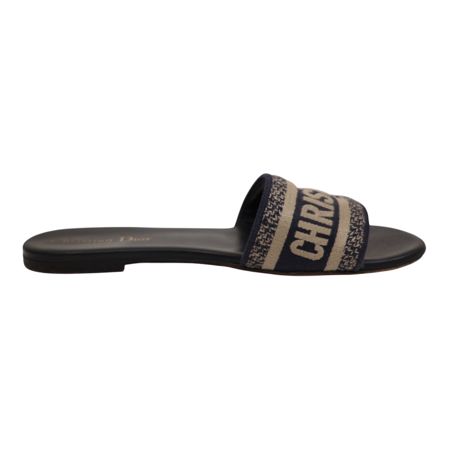 Christian Dior Dway Embroidered Cotton Slide Sandals (Size 38)