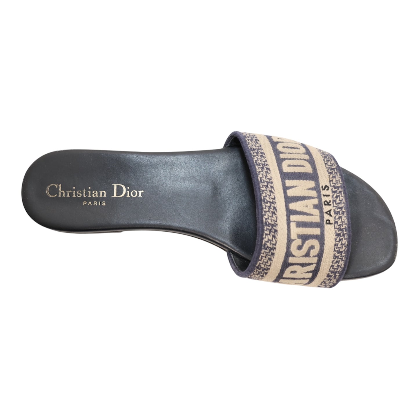 Christian Dior Dway Embroidered Cotton Slide Sandals (Size 38)