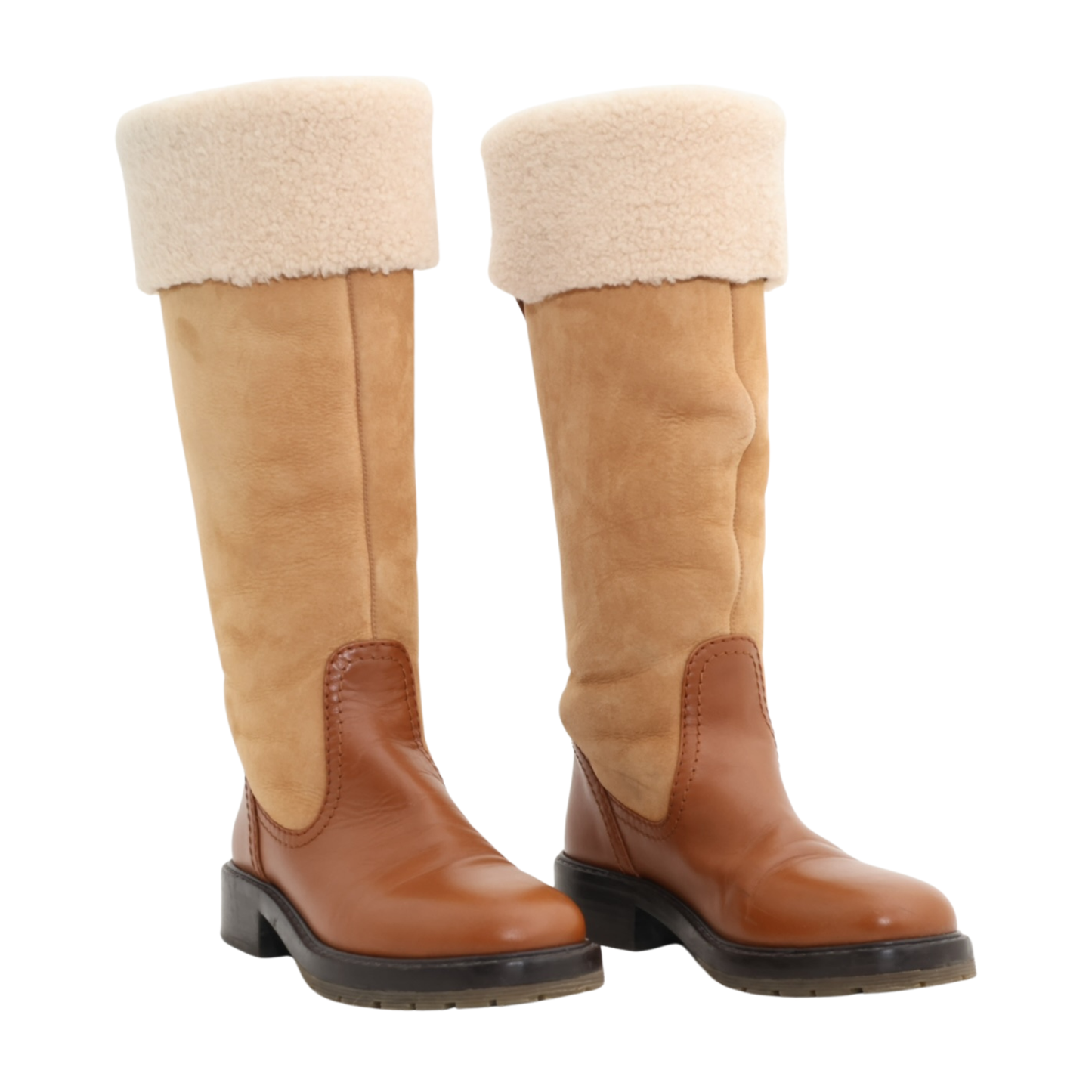 Chloé Brown Suede and Shearling Boots (Size 39)
