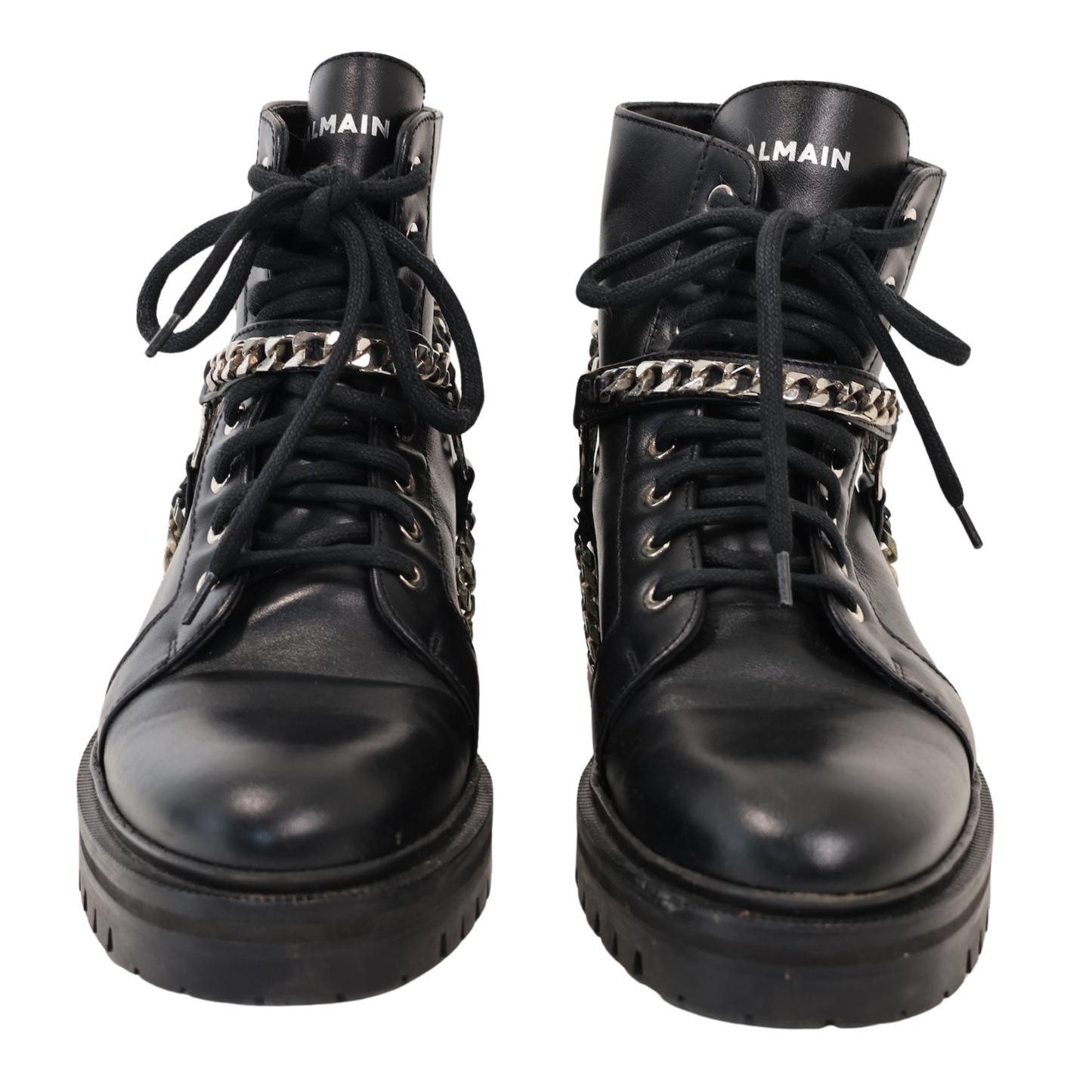 Balmain Ranger Chain Leather Combat Boots (Size 40)