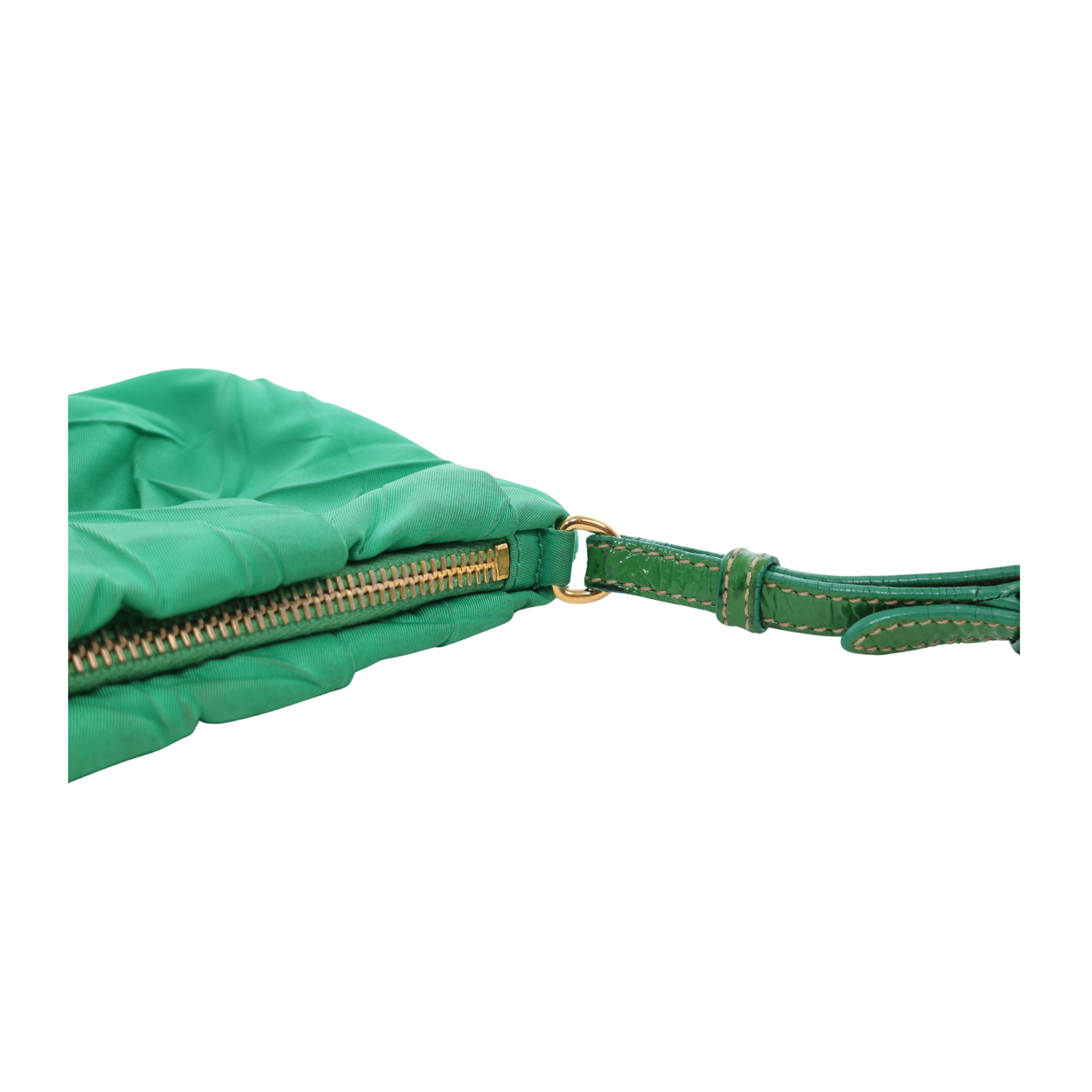 Prada Tessuto Green Nylon Pleated Pouch