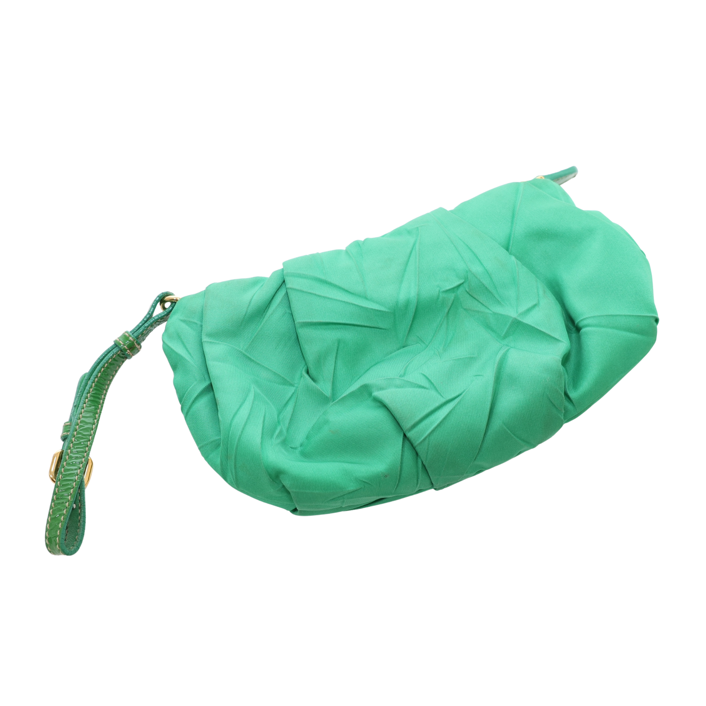 Prada Tessuto Green Nylon Pleated Pouch