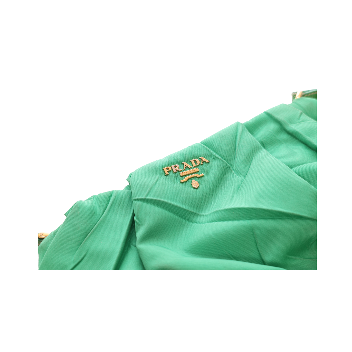 Prada Tessuto Green Nylon Pleated Pouch
