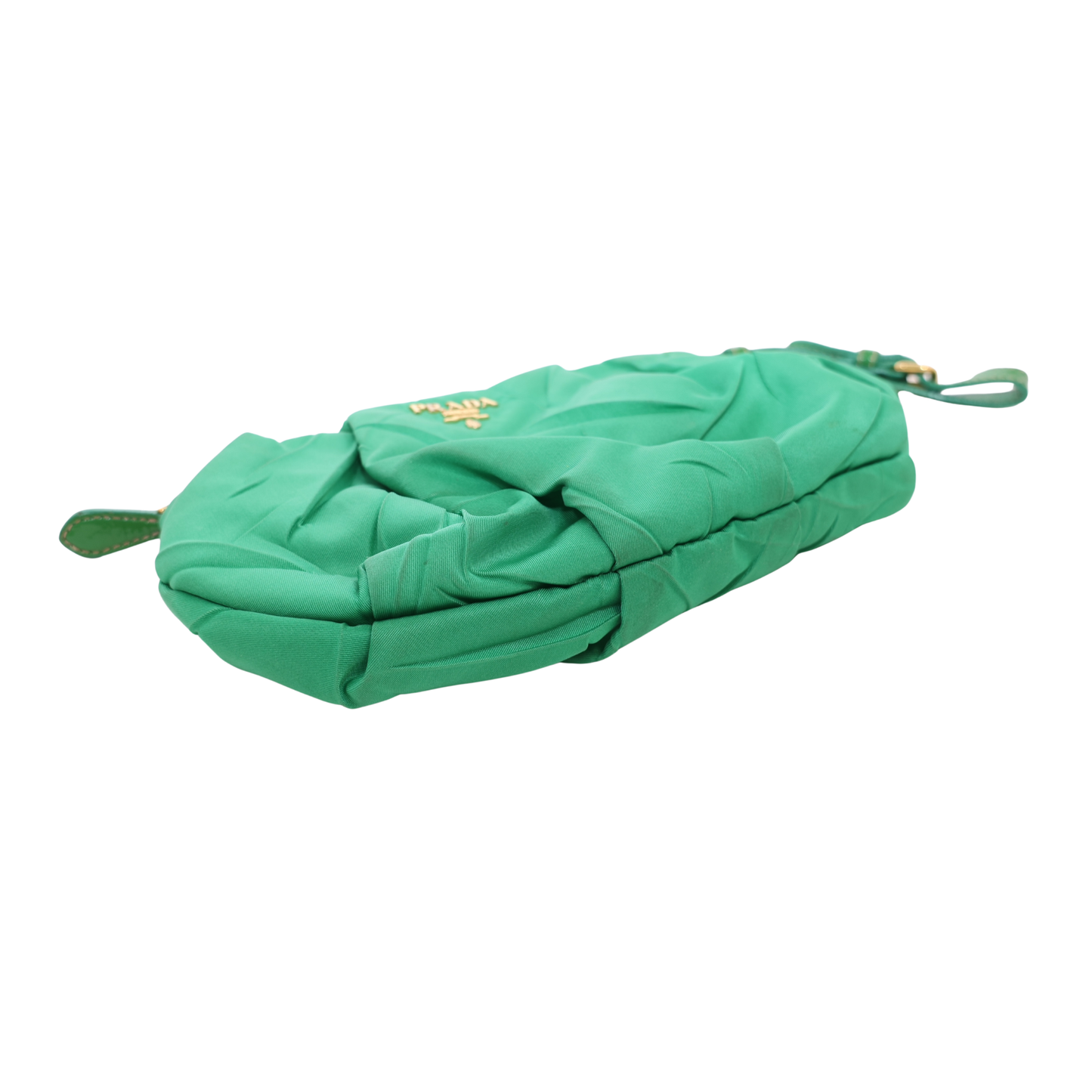 Prada Tessuto Green Nylon Pleated Pouch