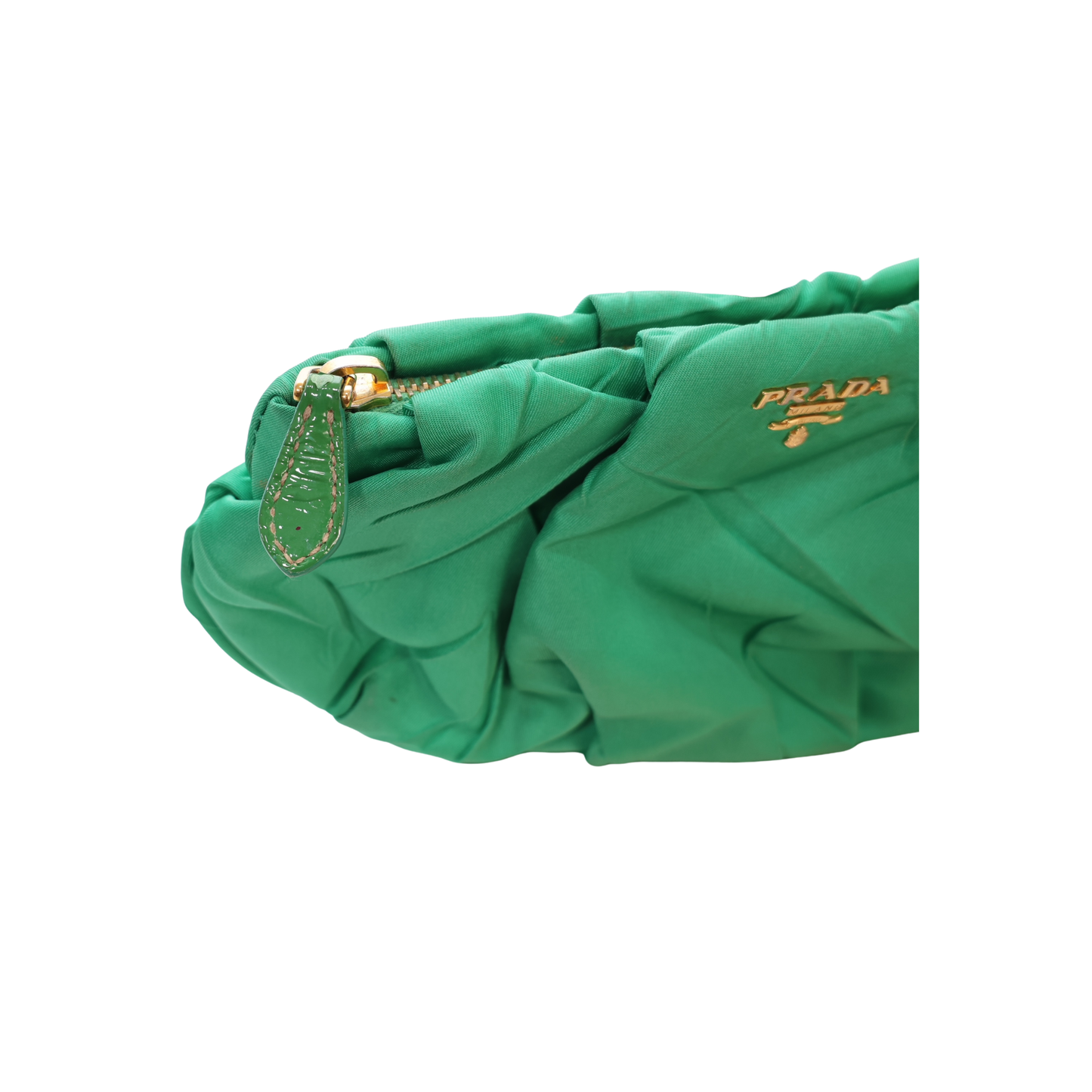 Prada Tessuto Green Nylon Pleated Pouch