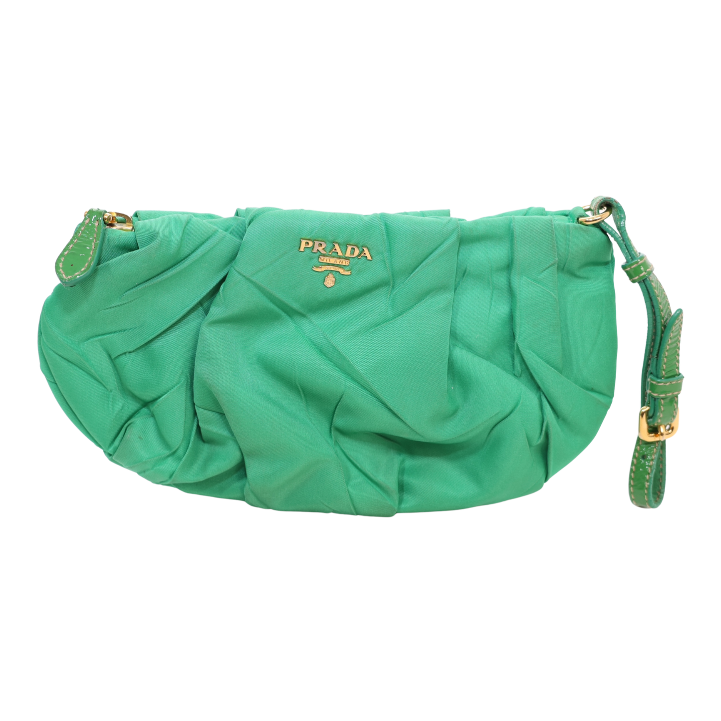 Prada Tessuto Green Nylon Pleated Pouch