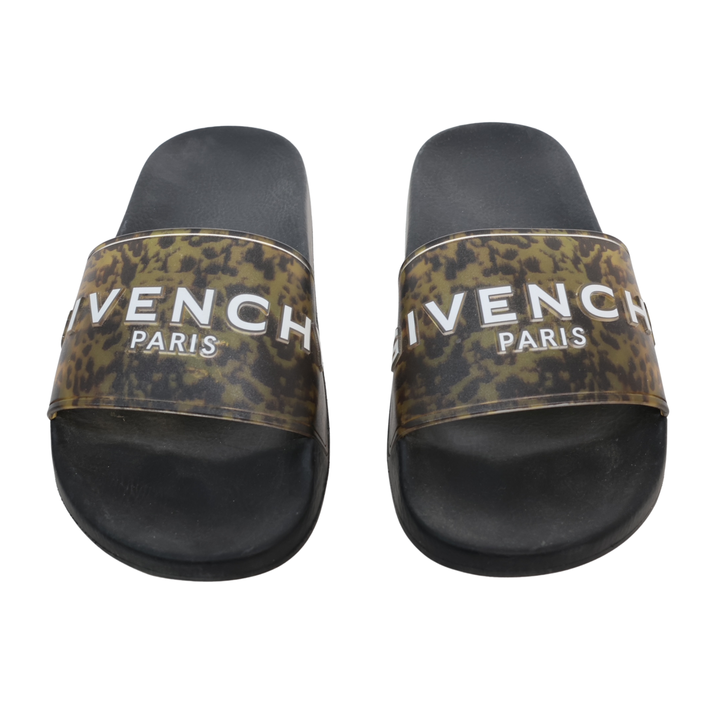 Givenchy Paris Leopard Logo Slide Sandals
