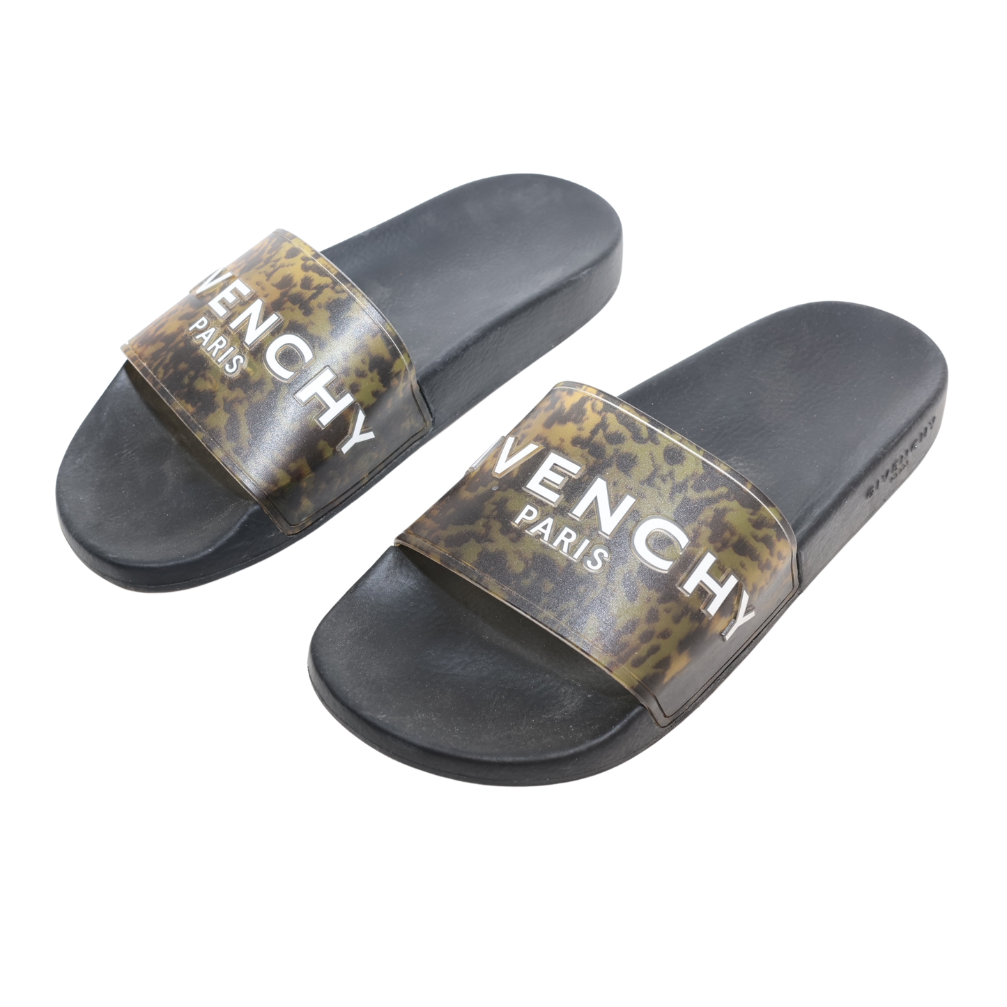 Givenchy Paris Leopard Logo Slide Sandals