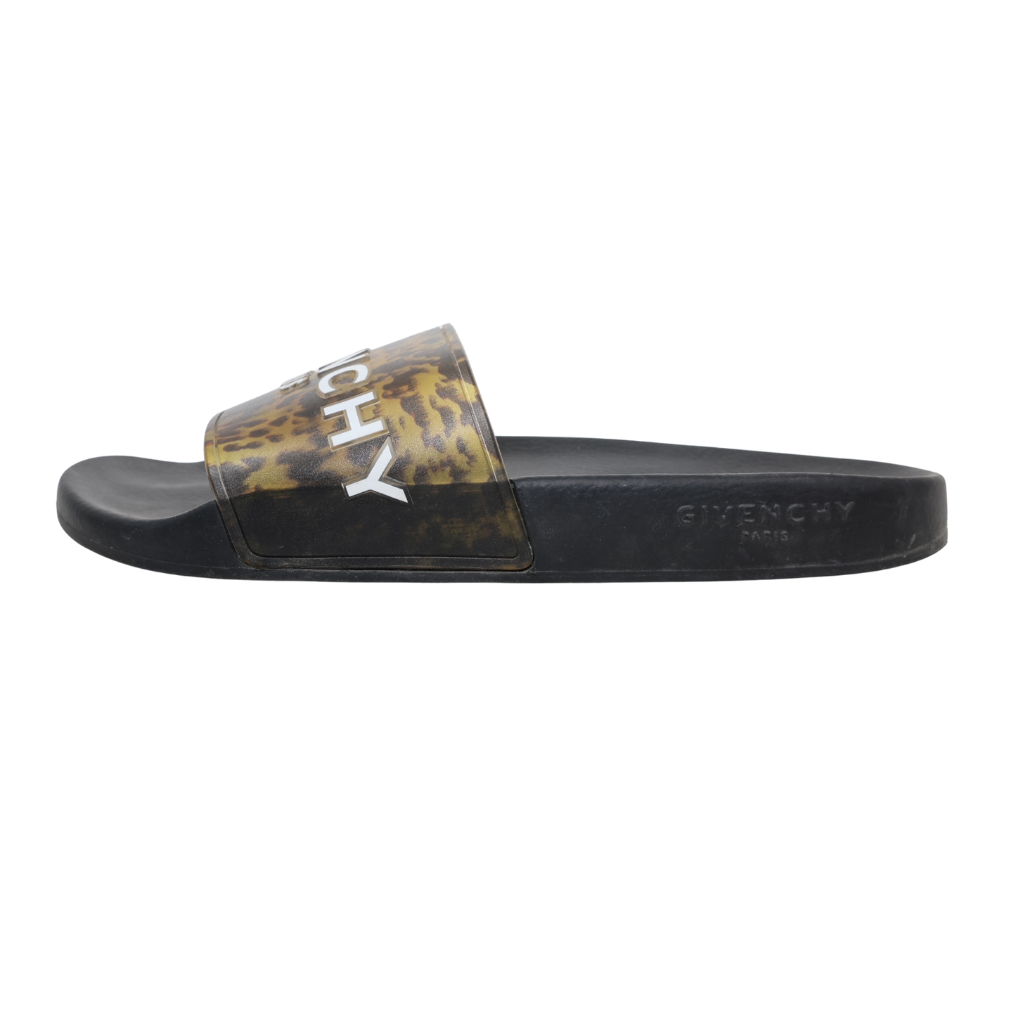 Givenchy Paris Leopard Logo Slide Sandals