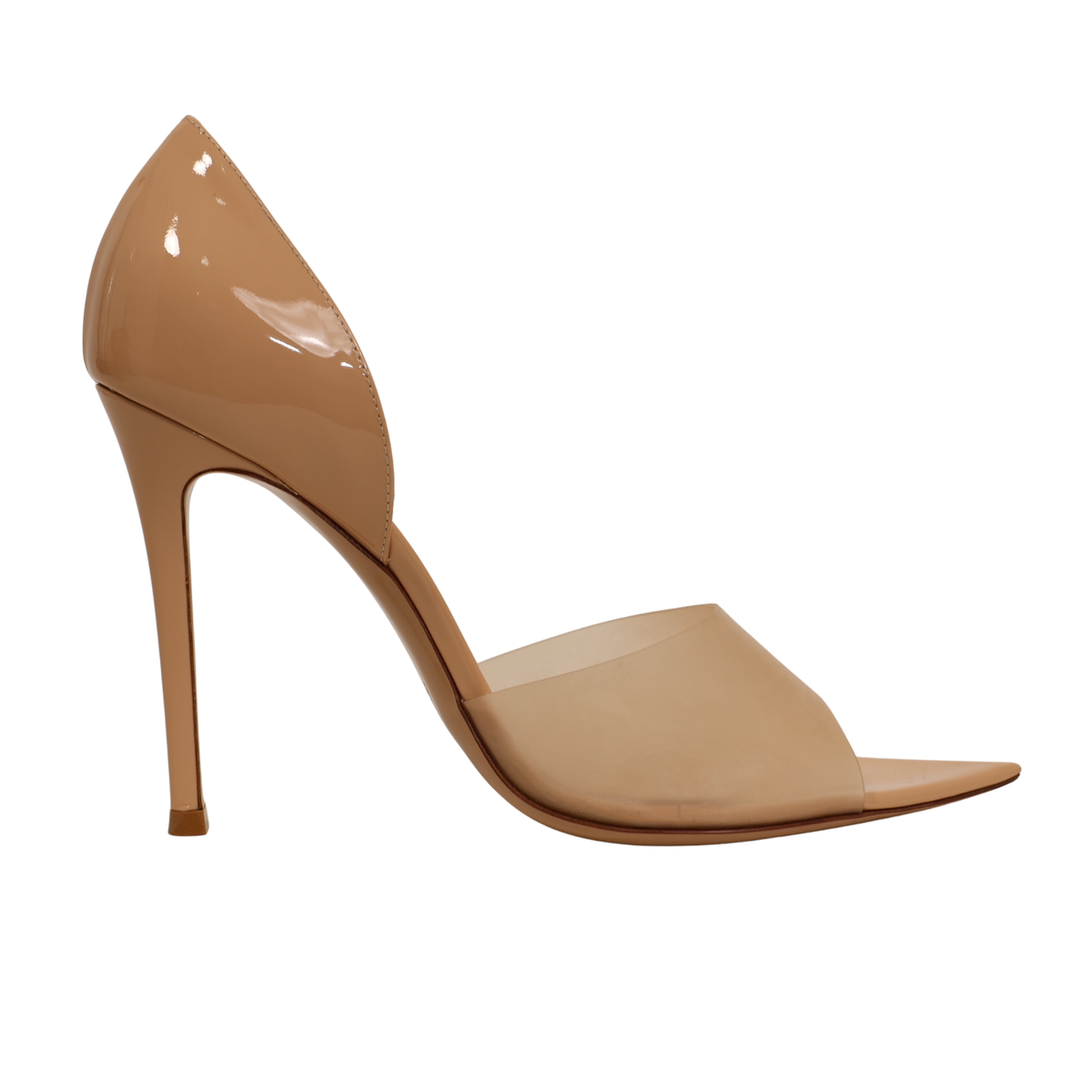 Gianvito Rossi Bree 105mm Glass Nude Pumps (Size 38.5)