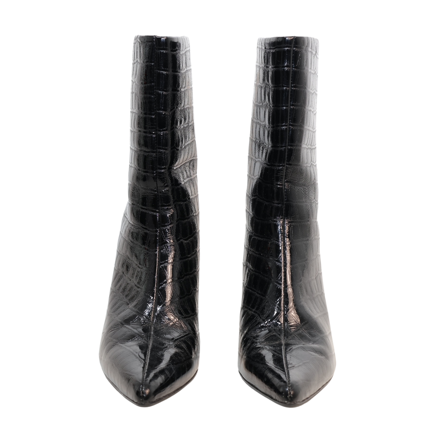 Caverley Croc Embossed Patent Heeled Boots (Size 39)