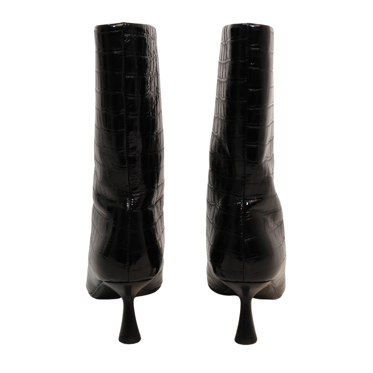 Caverley Croc Embossed Patent Heeled Boots (Size 39)