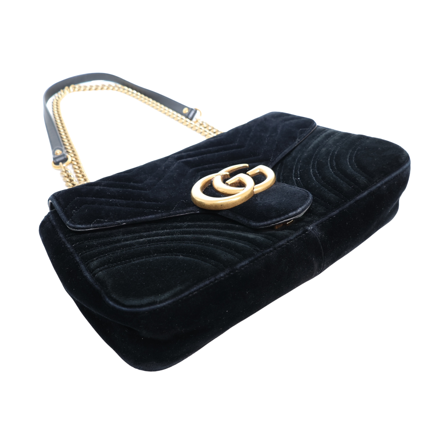 Gucci Velvet Matelasse GG Marmont Shoulder Bag