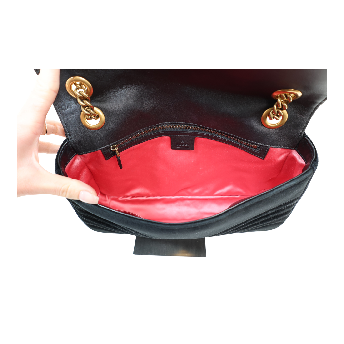 Gucci Velvet Matelasse GG Marmont Shoulder Bag