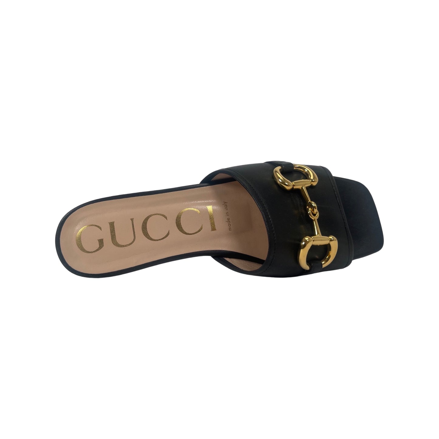 Gucci Horsebit Accent Leather Slides (Size 37)