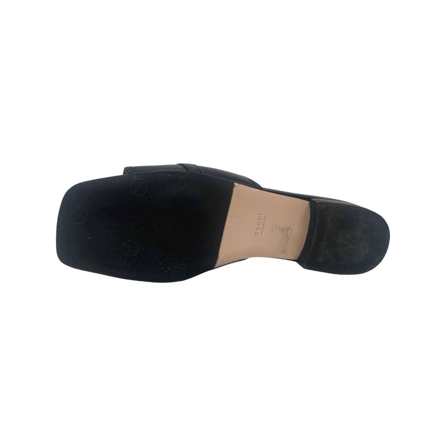 Gucci Horsebit Accent Leather Slides (Size 37)