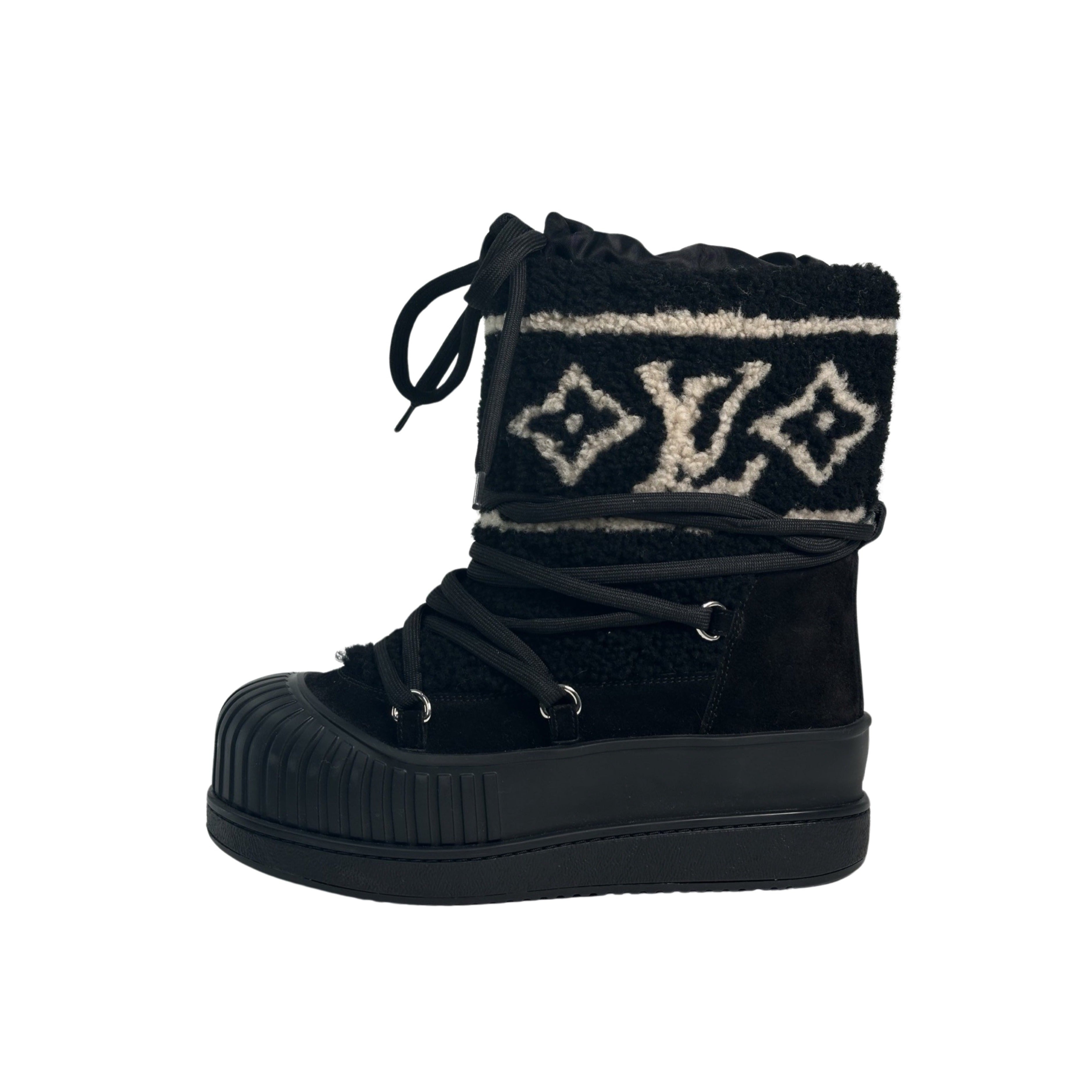 Louis Vuitton Polar Monogram Shearling Boot Size 38 Designer