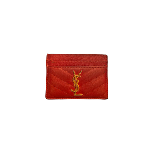 Saint Laurent Grain De Poudre Matelasse Chevron Card Holder