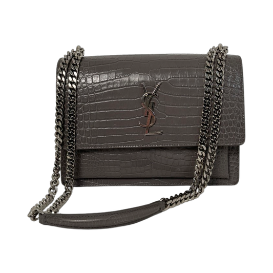 Saint Laurent Sunset Croc Shoulder Bag