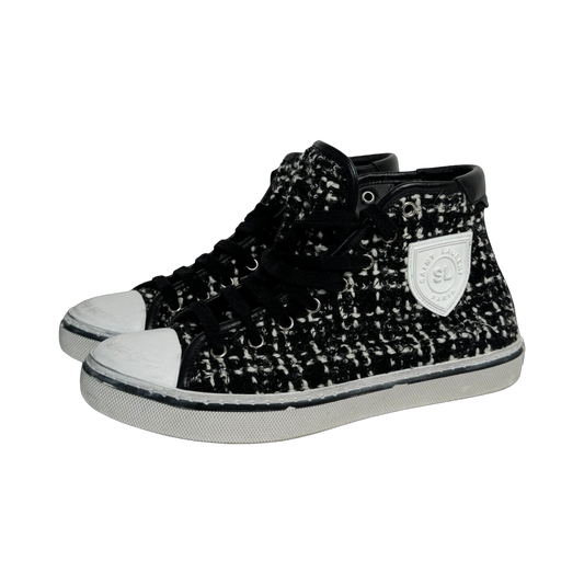 Saint Laurent Malibu Tweed Mid Top Sneakers (Size 37)