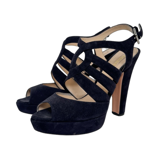 Prada Suede Peep Toe Sandals (Size 38.5)