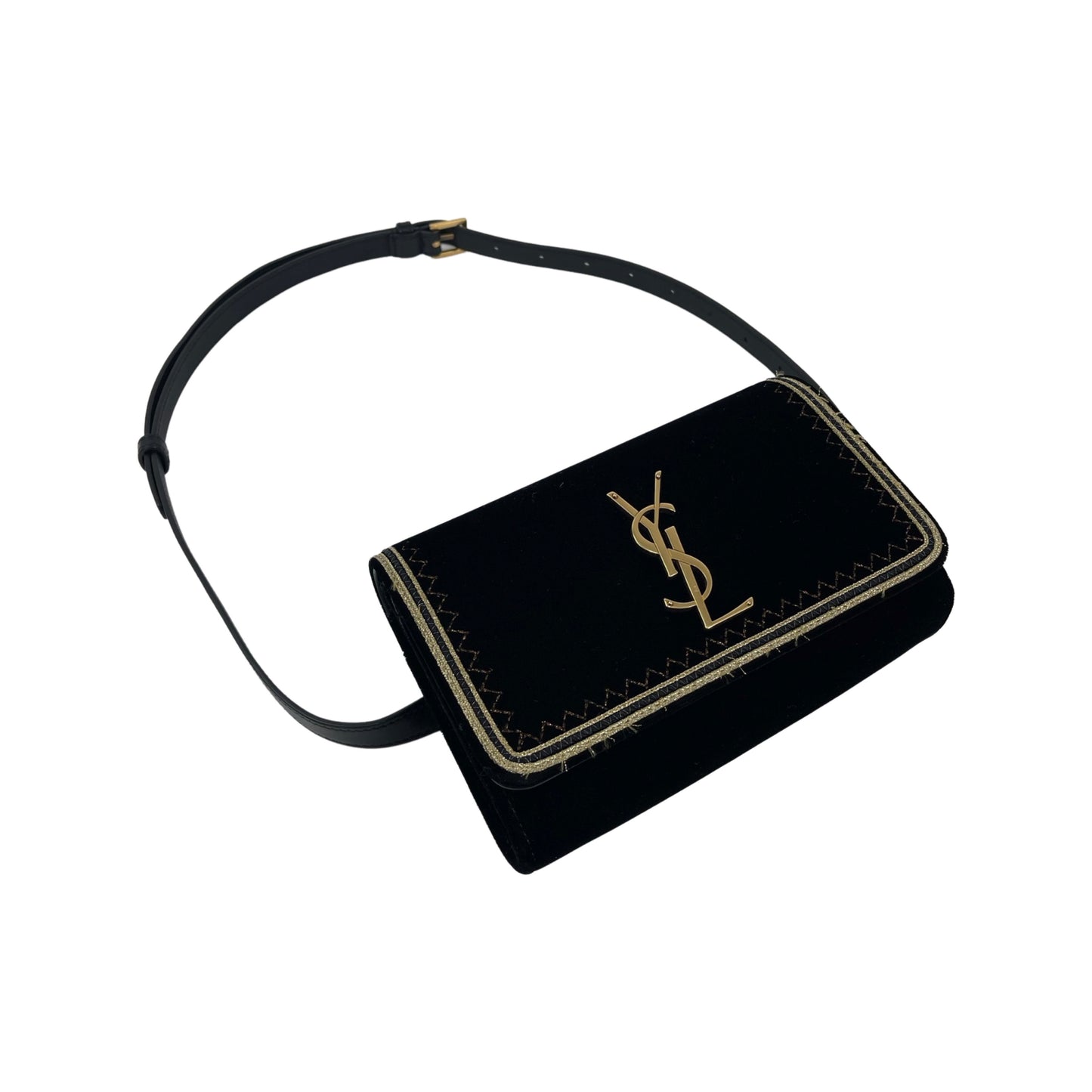 Saint Laurent Black Velvet Kate Belt Bag