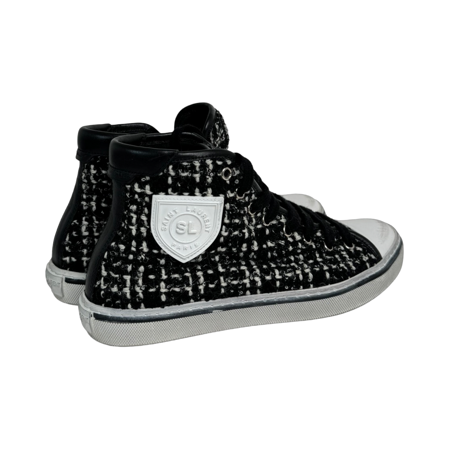 Saint Laurent Malibu Tweed Mid Top Sneakers (Size 37)