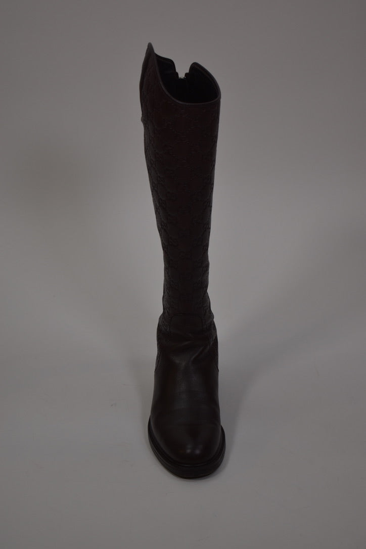 Gucci Maud Leather Guccissima Riding Boots (Size 40)