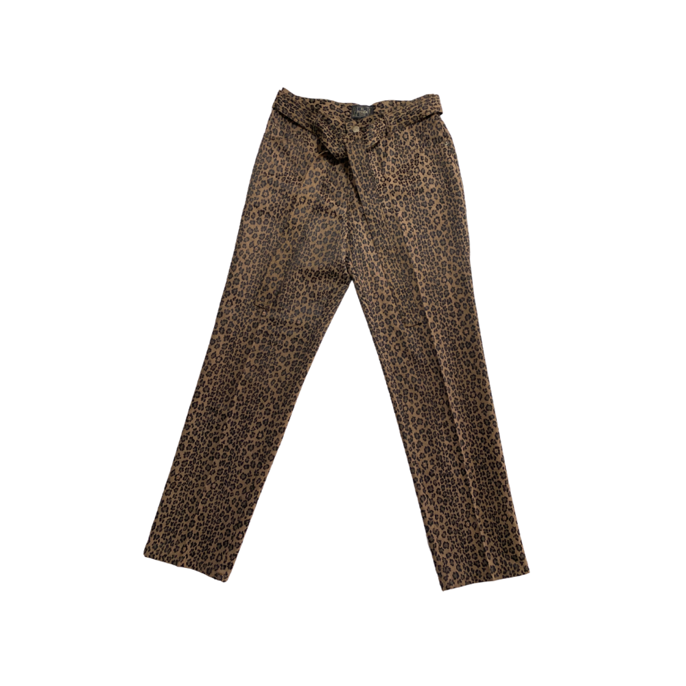 Fendi Leopard Print FF Logo Vintage Pants