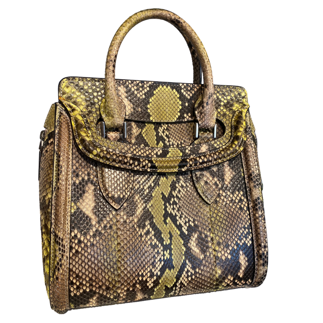 Alexander McQueen Small Heroine Handbag in Lime Python