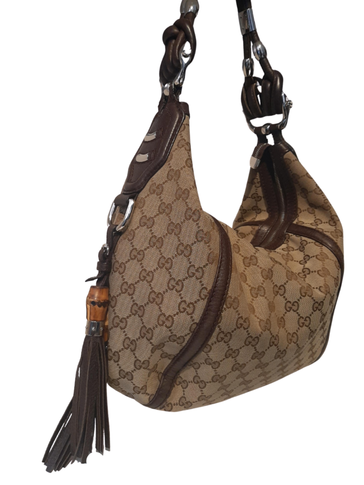 Gucci Canvas Techno Horsebit Medium Hobo Bag